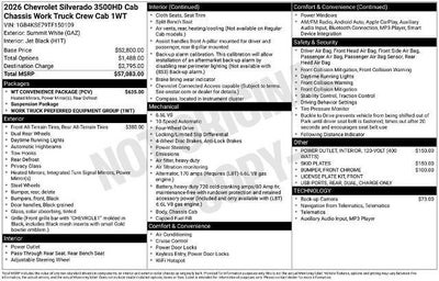 2026 Chevrolet Silverado 3500 HD Chassis Cab Work Truck