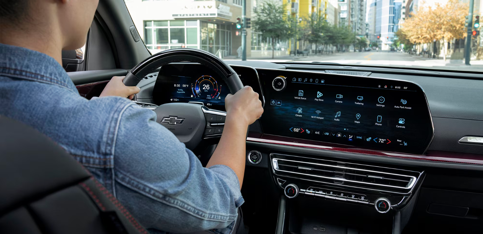 Front dashboard of the 2026 Chevy Traverse for sale near Arlington, TX