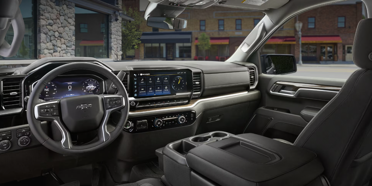 Interior of new Chevy Silverado 1500 for sale near Arlington, TX